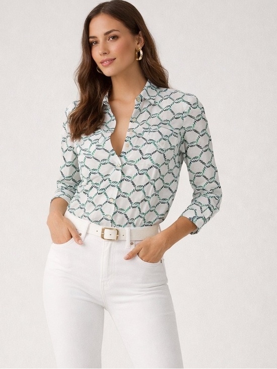 Tory Burch Tops - Tory Burch Rope Print Button Down Shirt Size 4